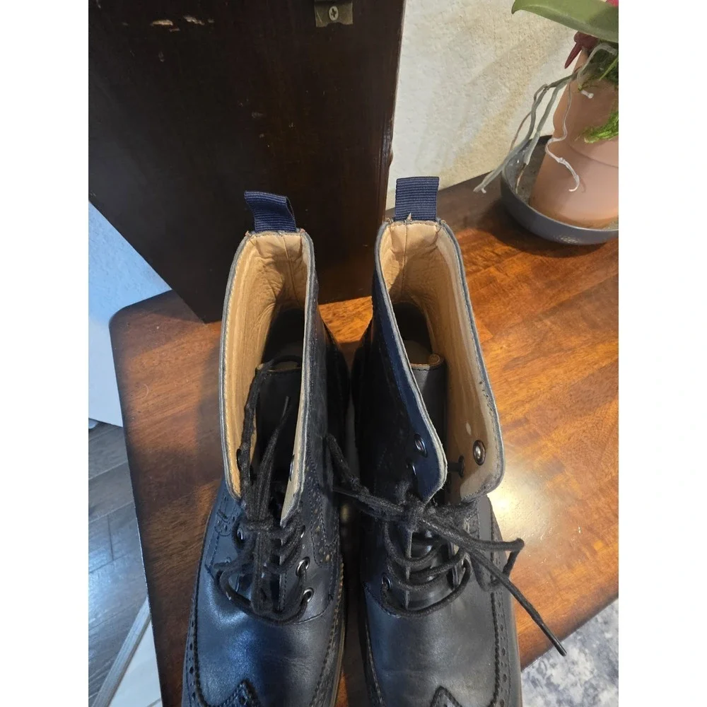 La Milano Patina Collection Mens Leather Blue Oxford Wingtip Boots Size 13 LZ181